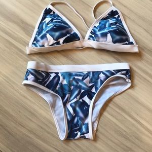 Blue and white bathing suit